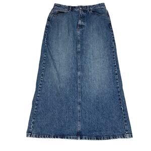 DKNY Jeans Womens Size 10 Denim Y2K Midi Skirt Split Back